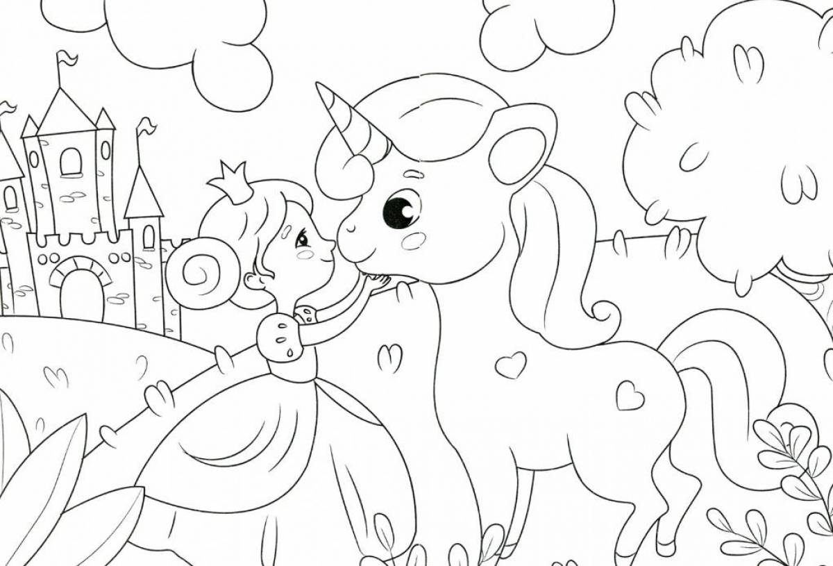 Adorable unicorn coloring book for kids 6-7 years old