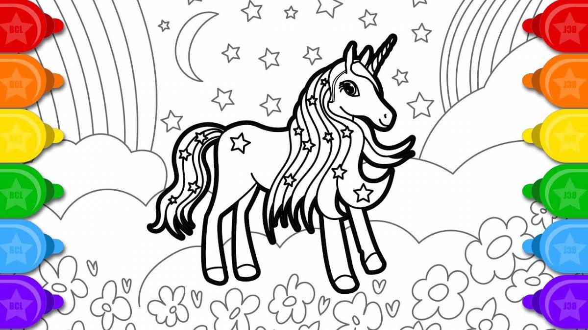 Glitter unicorn coloring book for kids 6-7 years old