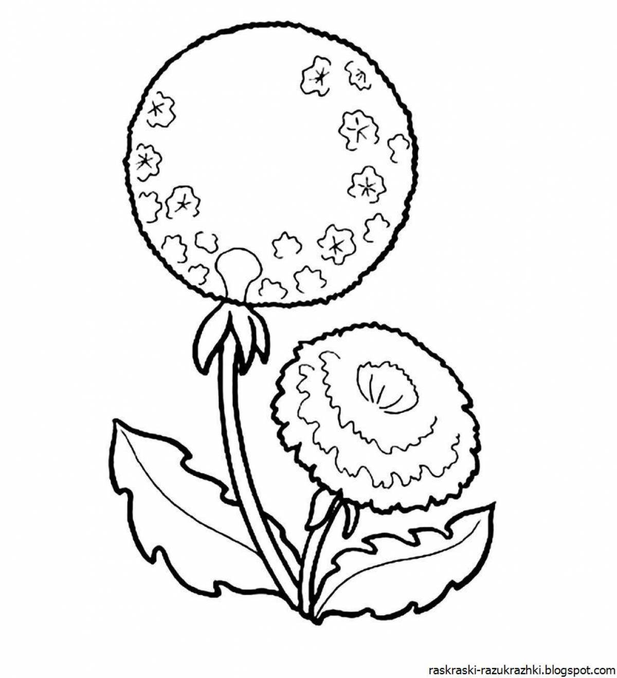 Glowing dandelion coloring page