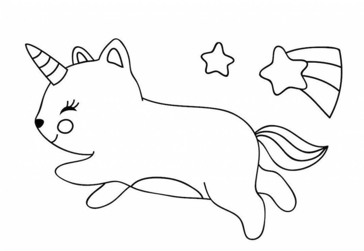 Lovely coloring cat unicorn
