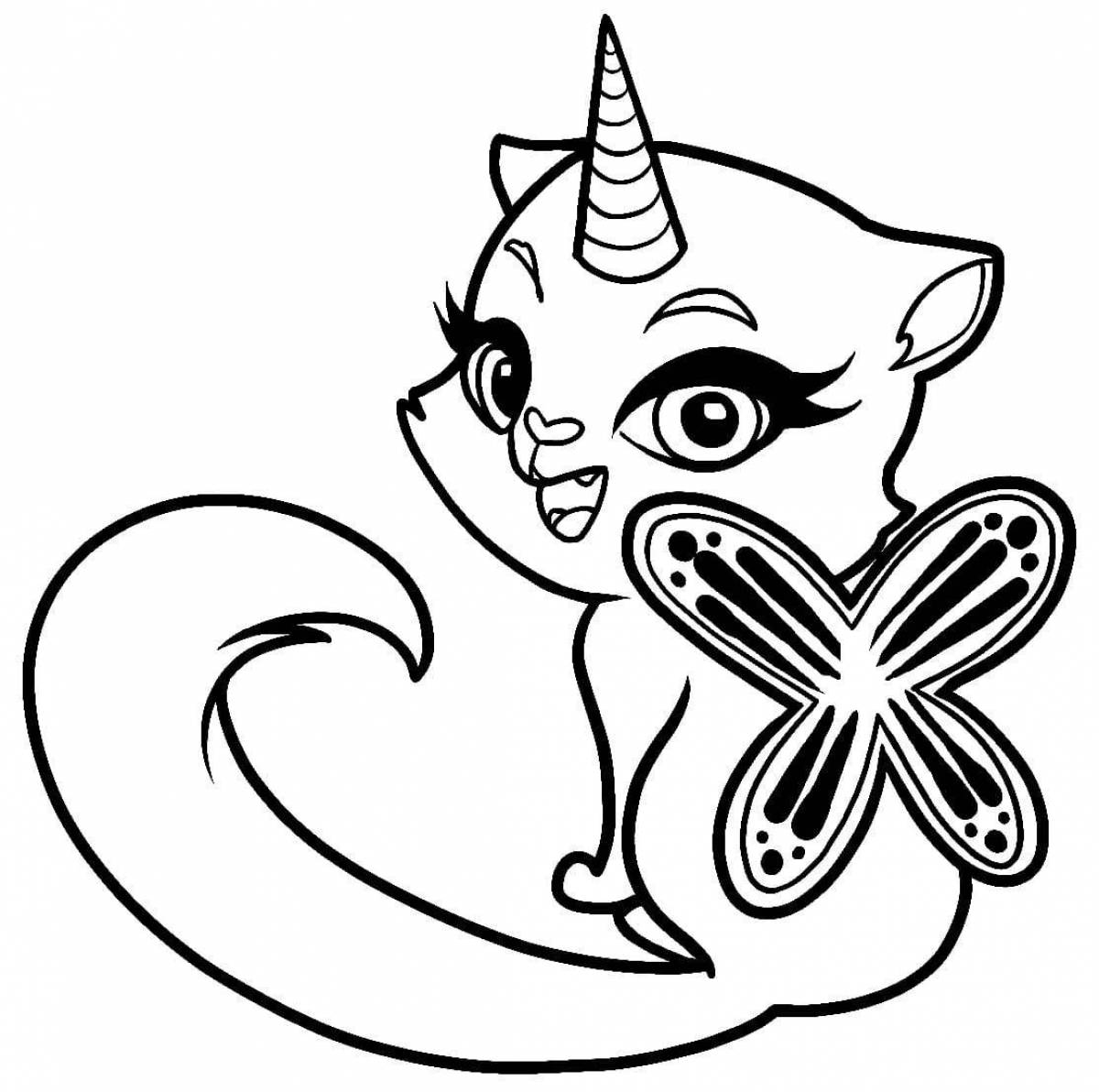 Elegant unicorn cat coloring book