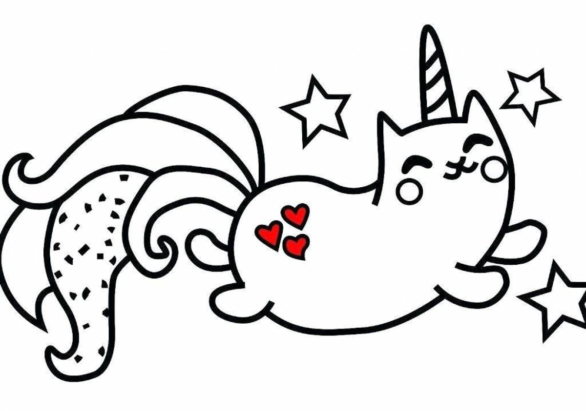 Coloring cat unicorn