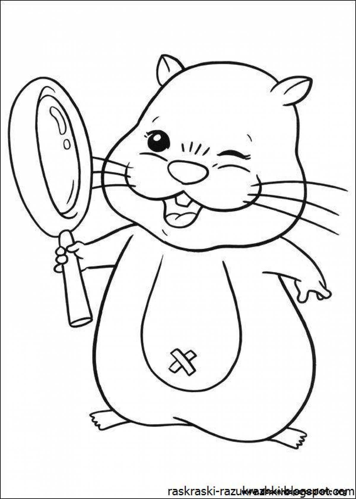 Happy hamster coloring for kids