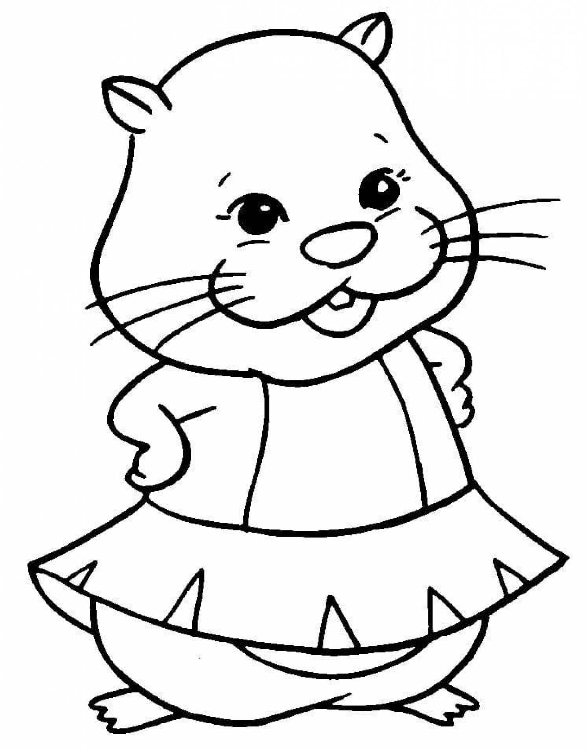 Coloring book funny hamster for kids
