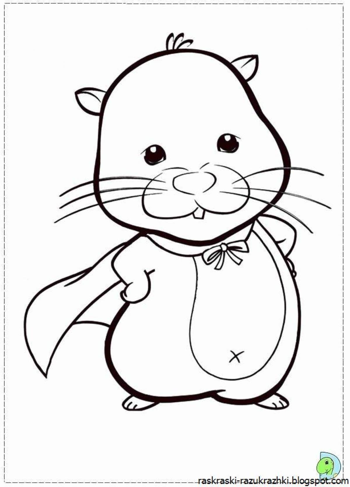 Coloring book dazzling hamster for kids