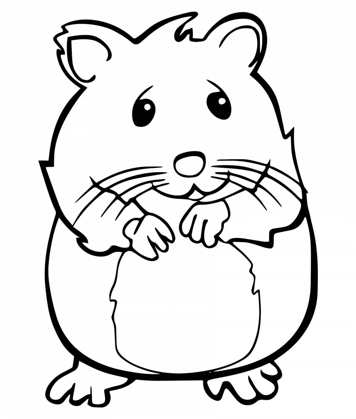 Coloring book funny hamster for kids