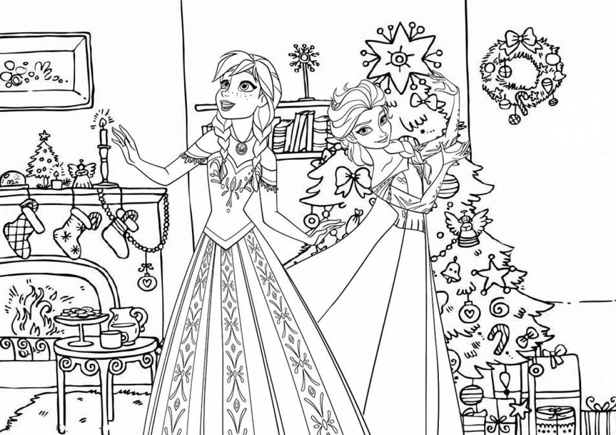 Exquisite elsa and anna coloring book for kids