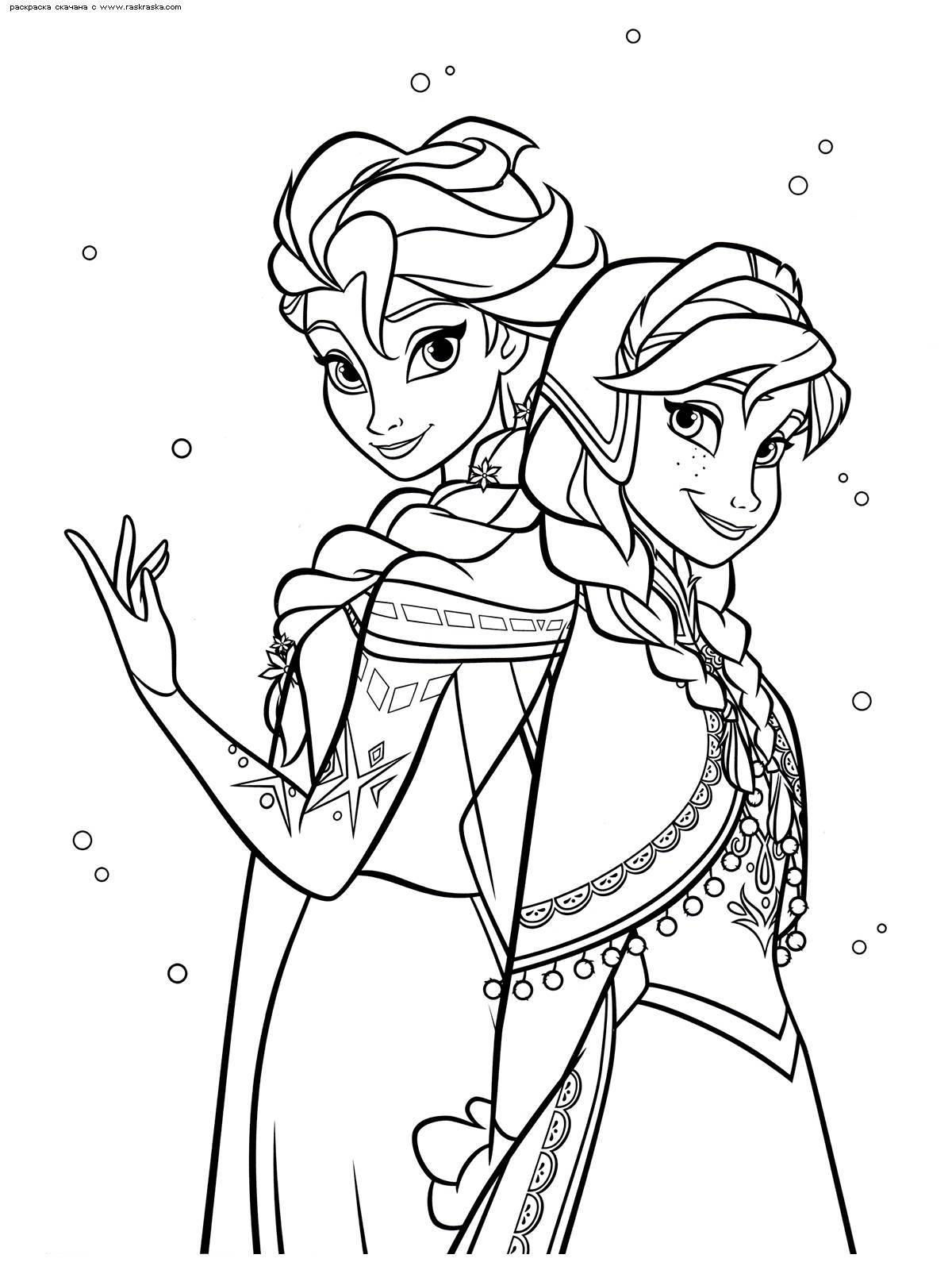 Elsa and anna glitter coloring for kids