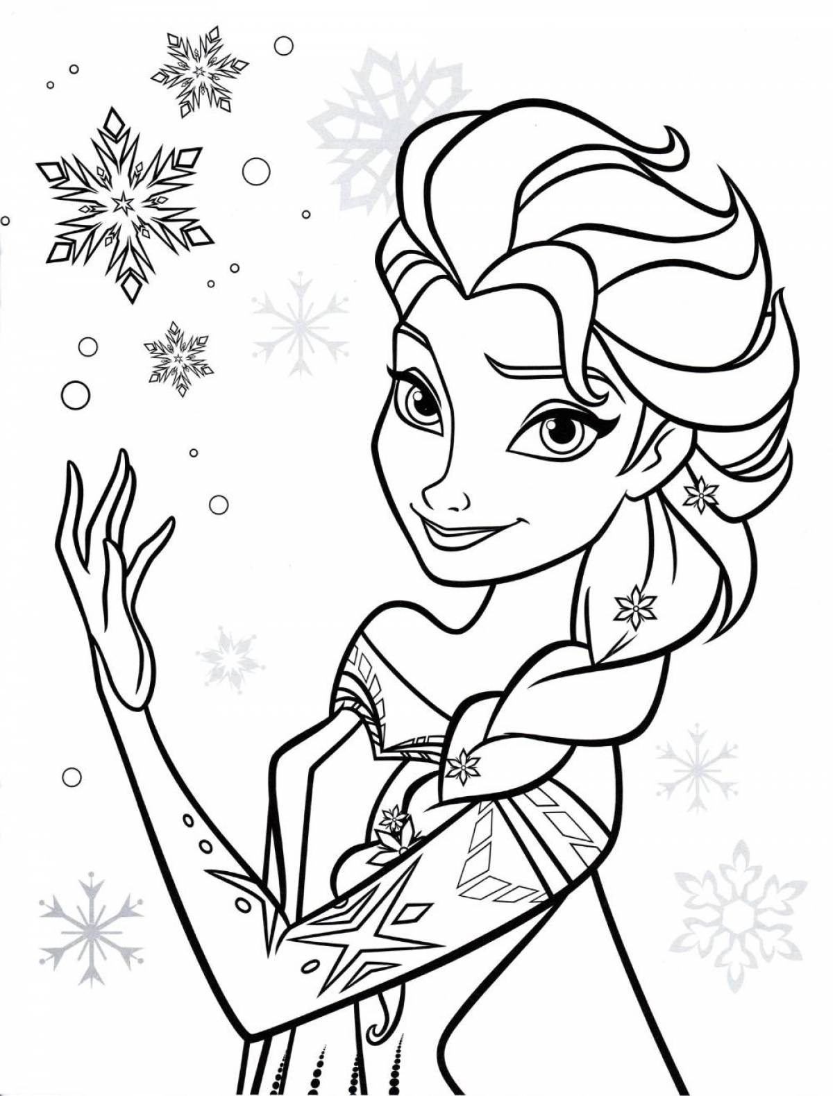 Colourful elsa and anna coloring book for kids