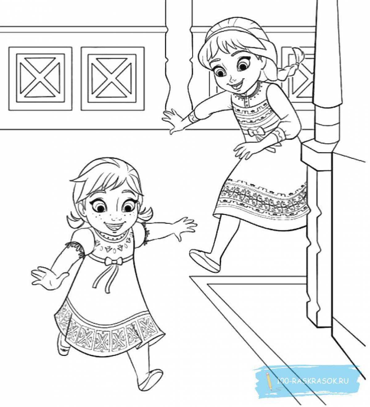 Elsa and anna elegant coloring book for kids