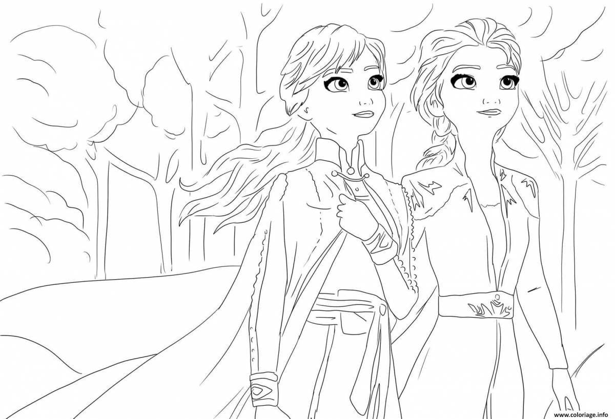 Elsa and anna glowing coloring pages for kids