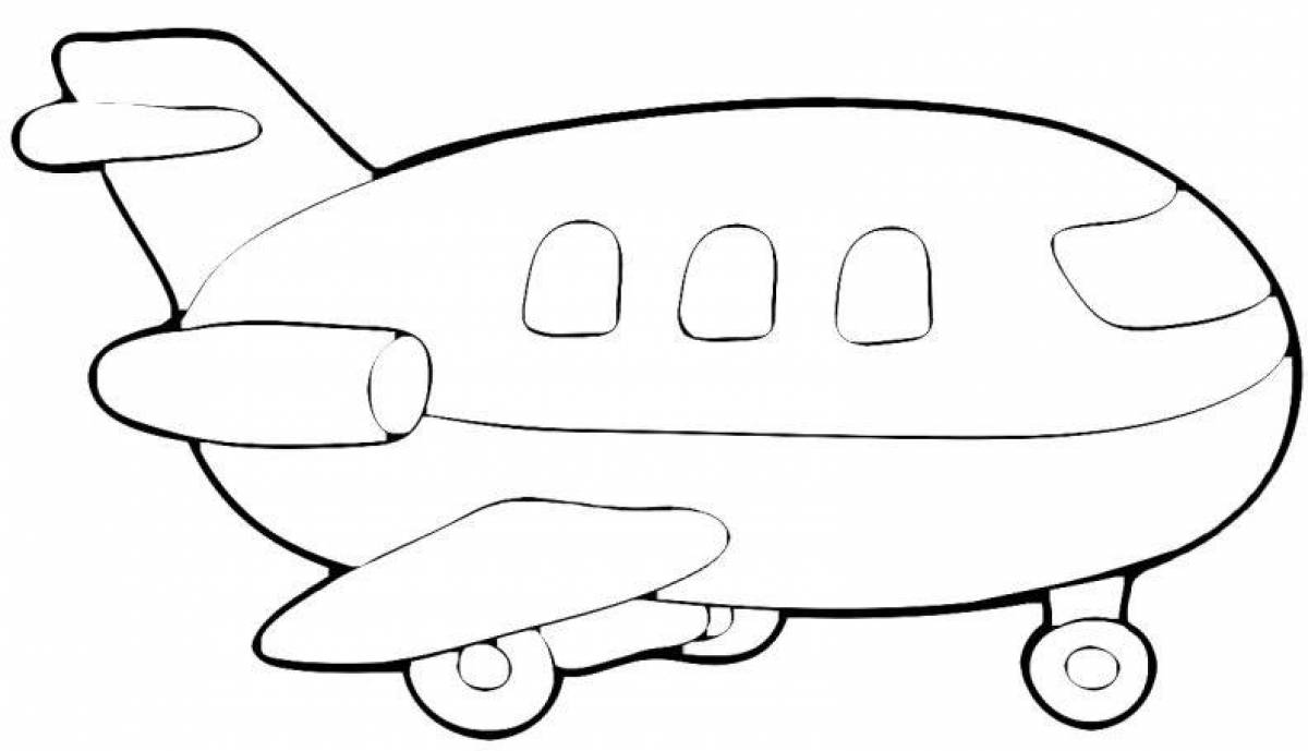 A playful airplane coloring page for 3-4 year olds