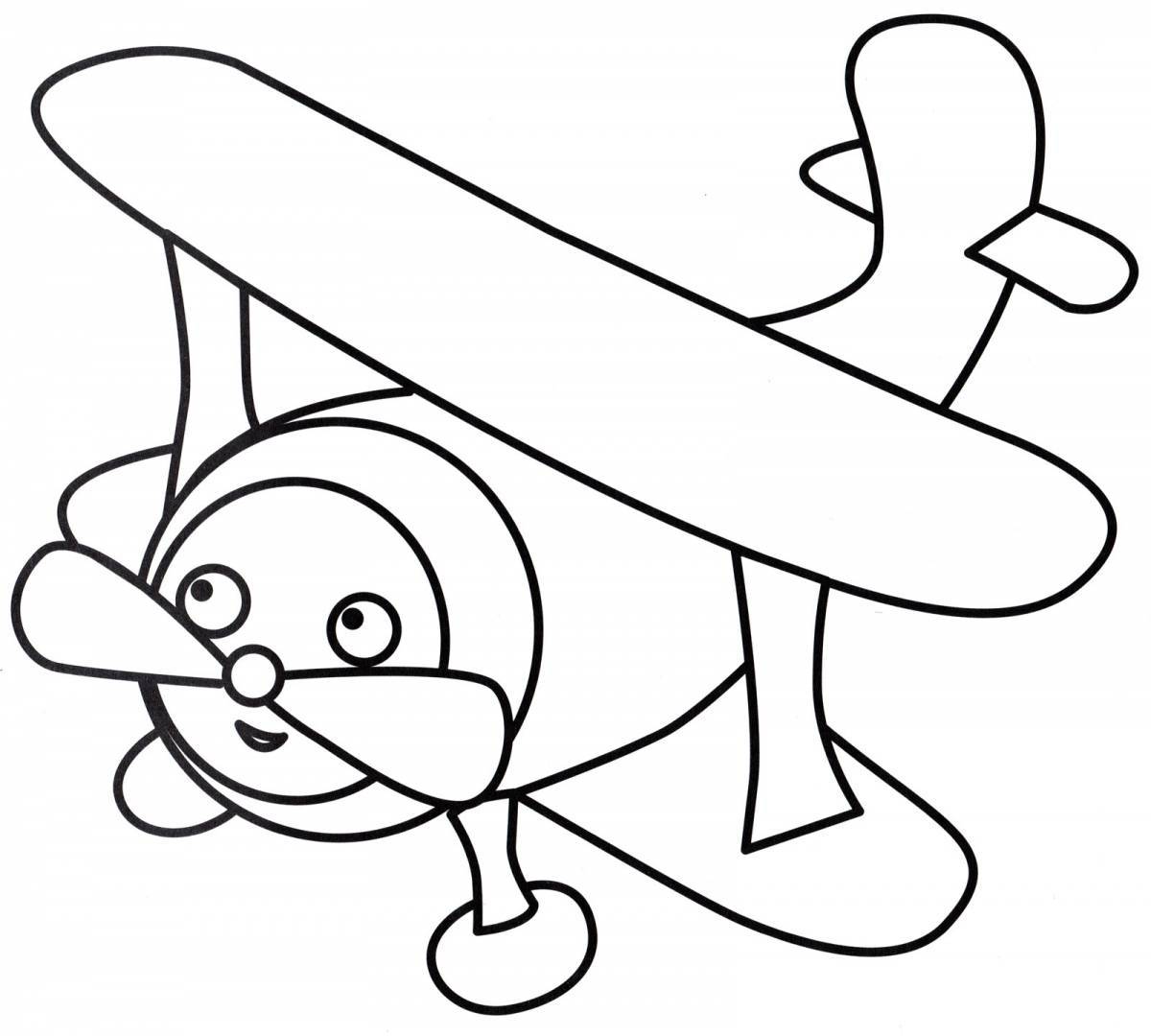 Милый самолет раскраски для детей 3-4 лет