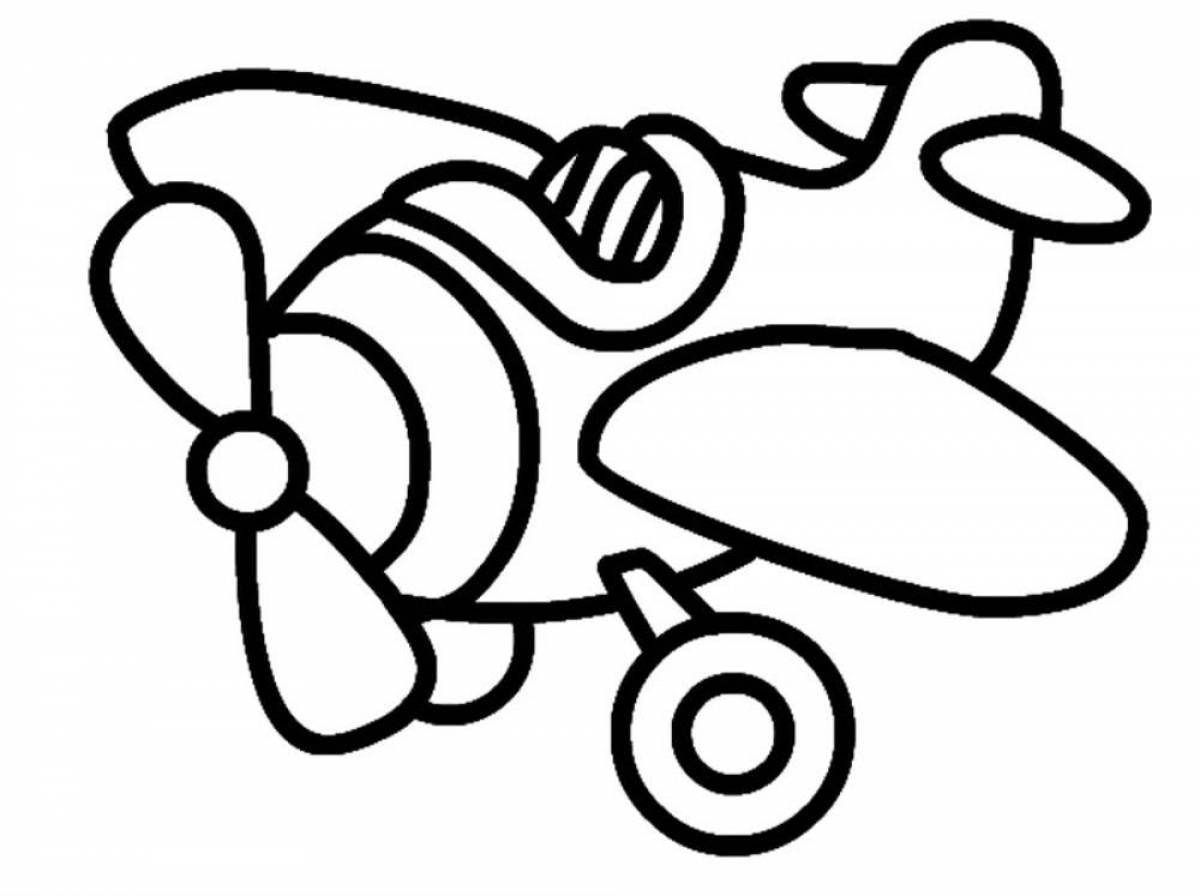 Выдающаяся страница раскраски самолетов для детей 3-4 лет