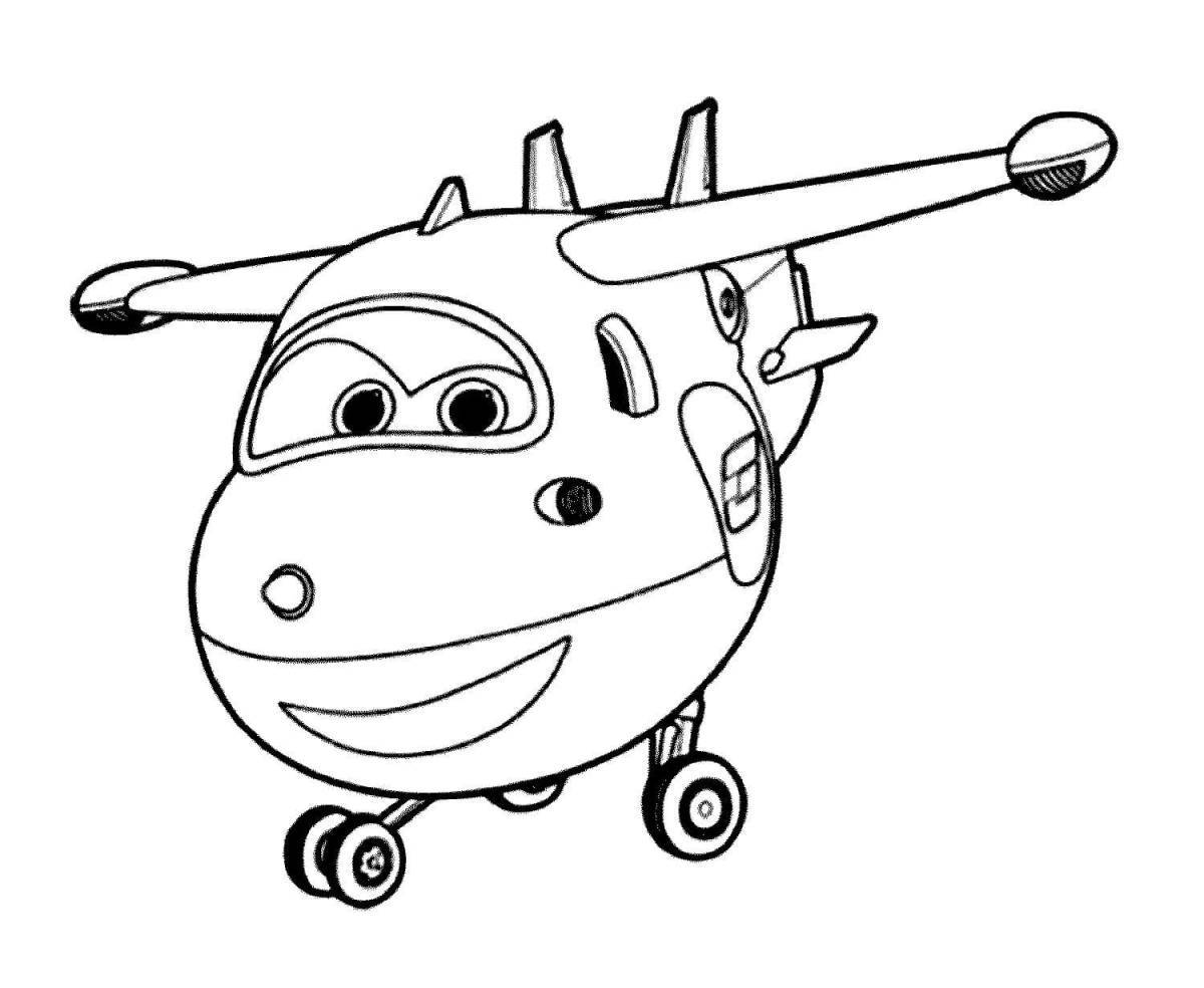 Unique aircraft coloring page for 3-4 year olds