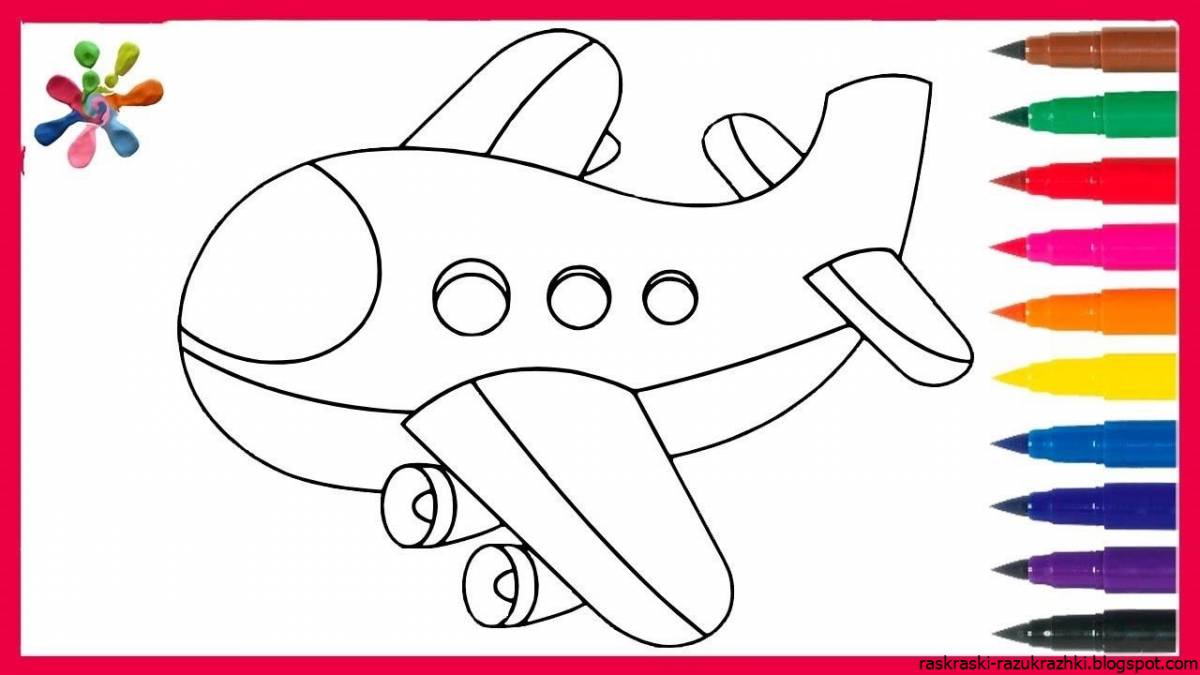 Coloring pages of airplanes for children 3-4 years old