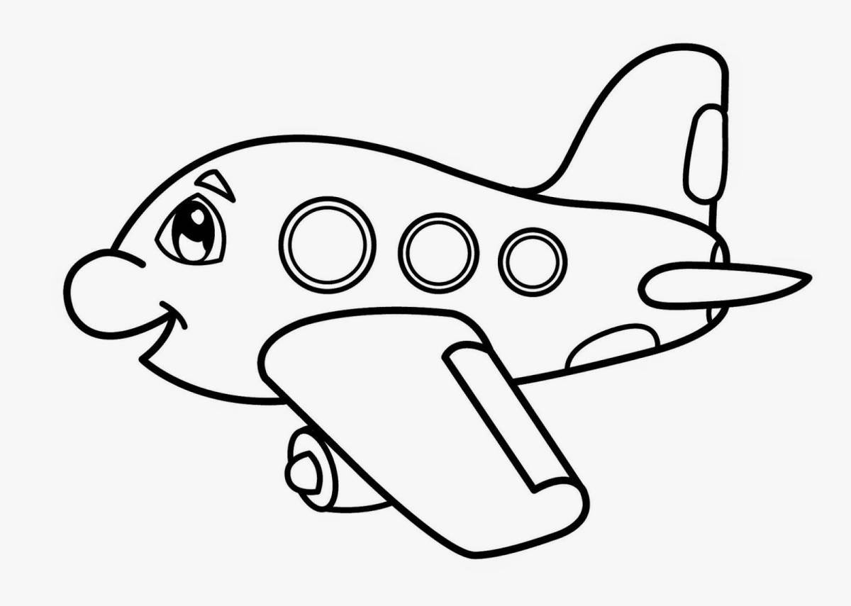 Fancy airplane coloring pages for 3-4 year olds