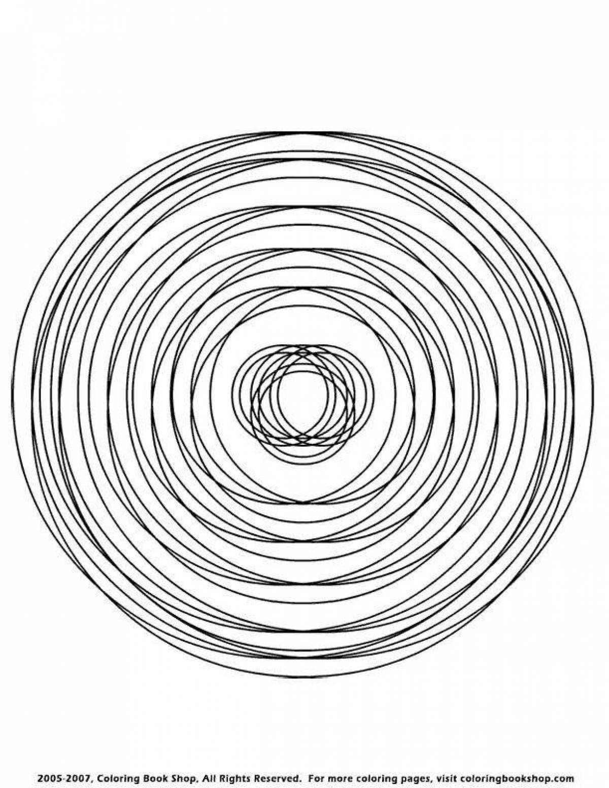 Страница раскраски сложной круговой спирали