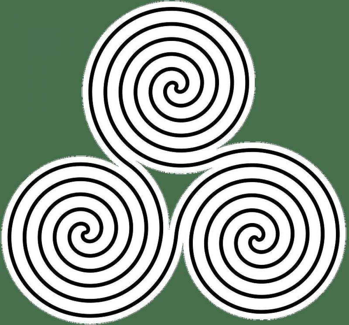 Coloring round glowing spiral