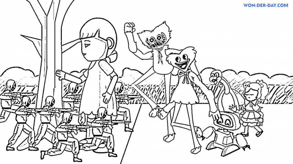 Animated coloring page long-legged babes