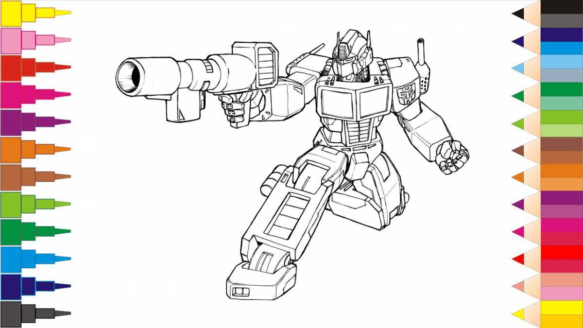 Colored transformers coloring pages for kids