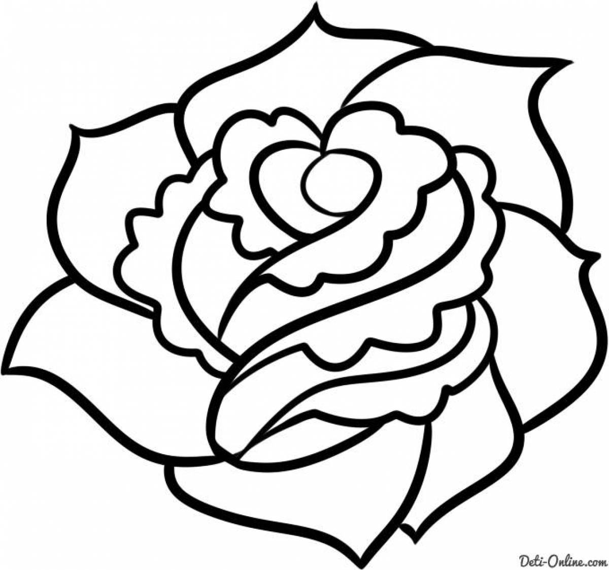 Joyful rose coloring for kids