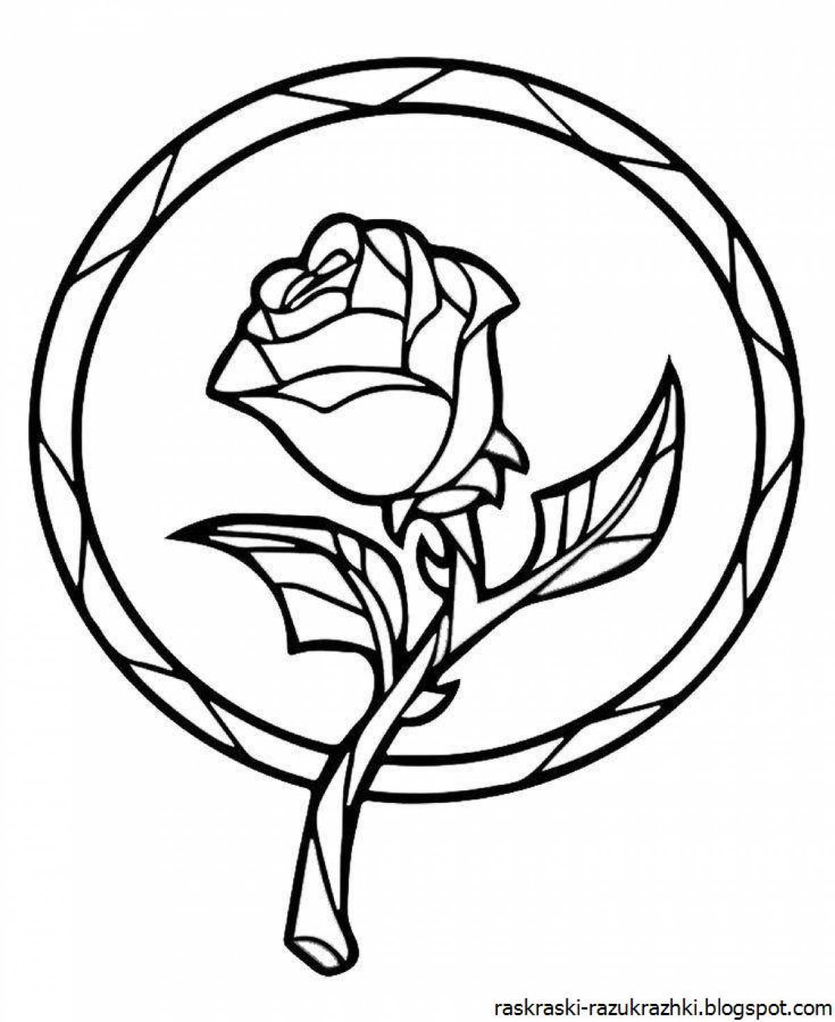 Exquisite rose coloring book for kids