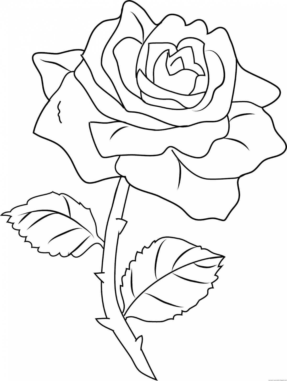 Сладкая раскраска роза для детей