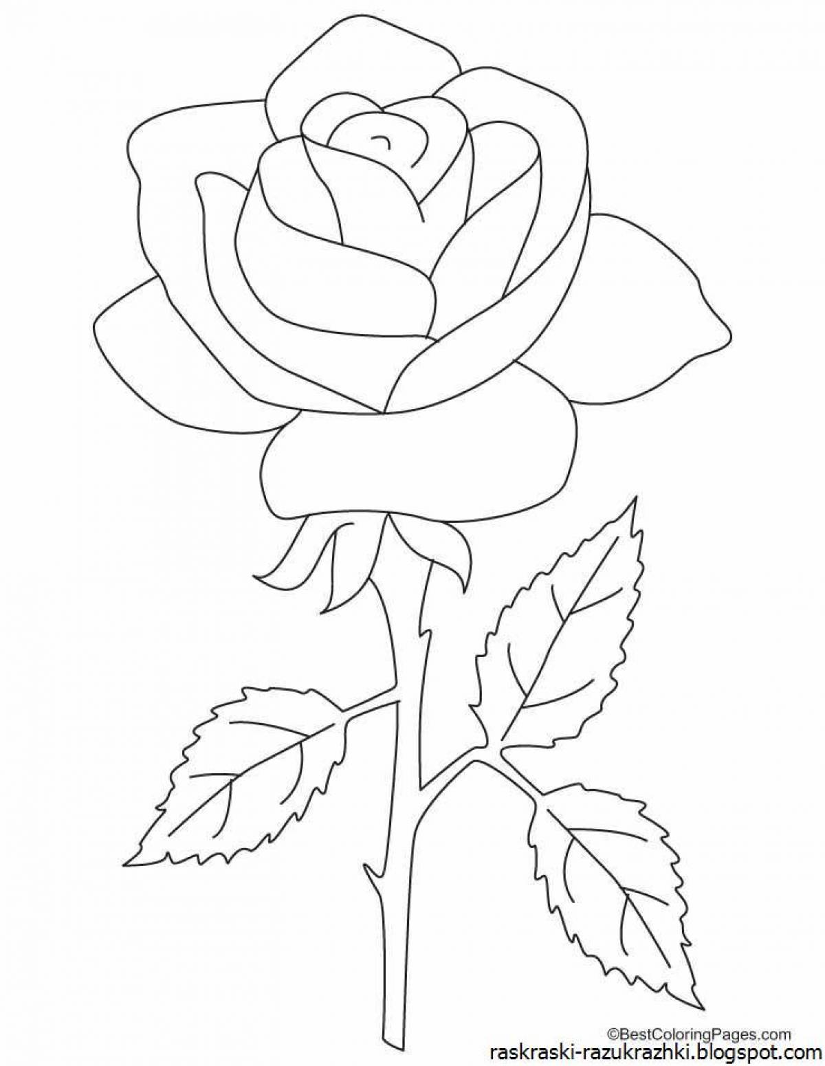 Безмятежная раскраска роза для детей