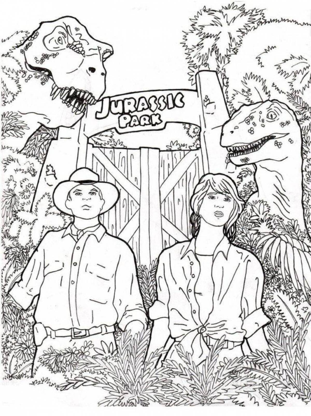 Playful jurassic coloring page
