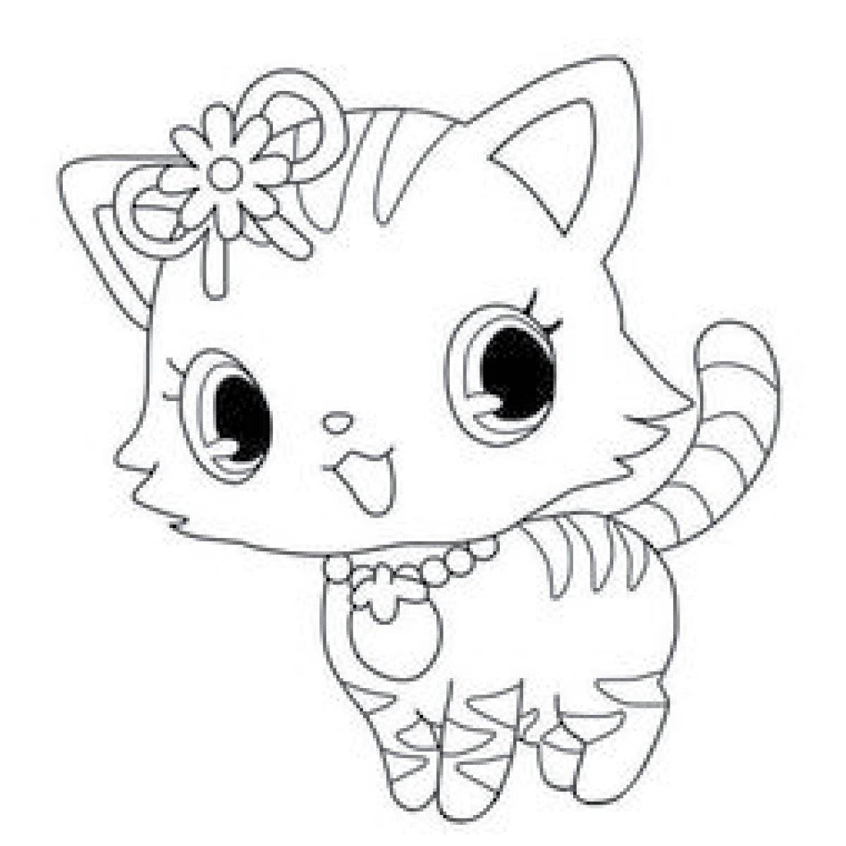 Gem coloring book for kitten girls