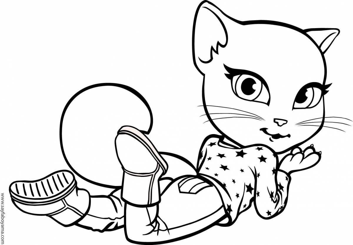 Fluffy coloring book for kitten girls