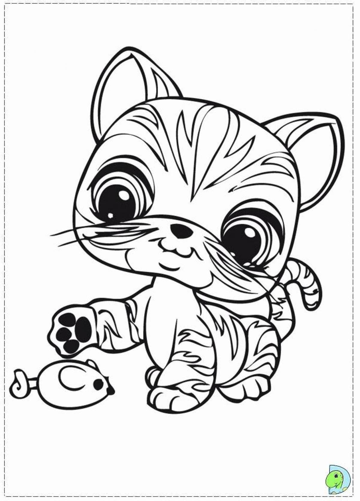 Snuggly coloring page for kitty girls