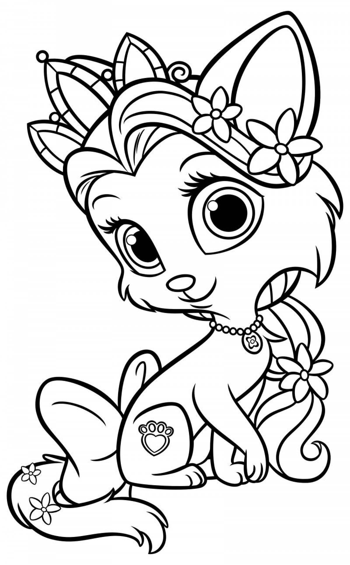 Exquisite coloring book for kitten girls