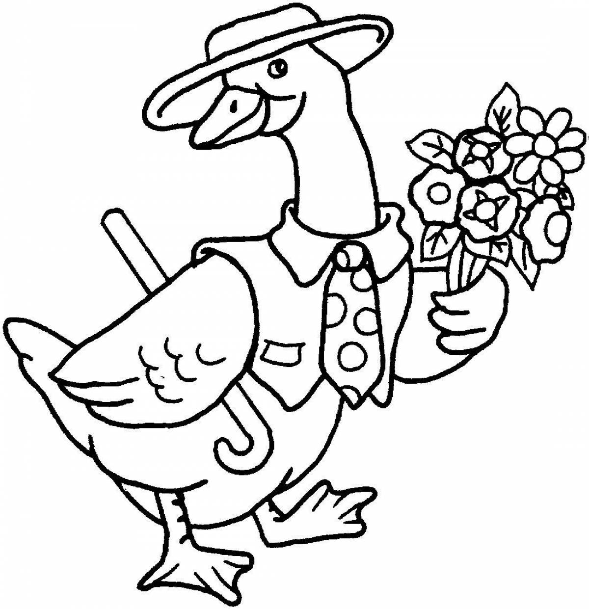 Adorable goose coloring book for kids