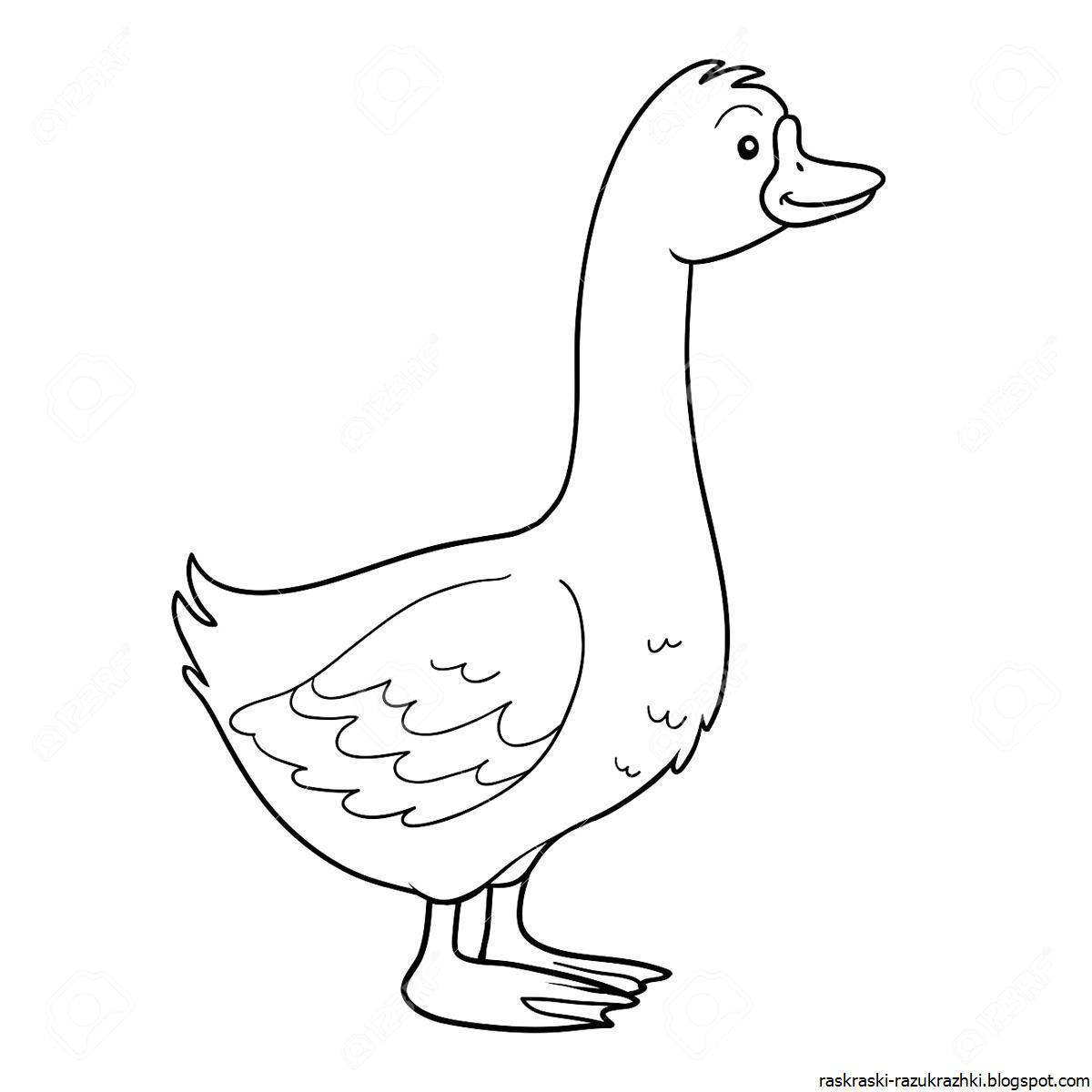 Playful goose coloring page for kids