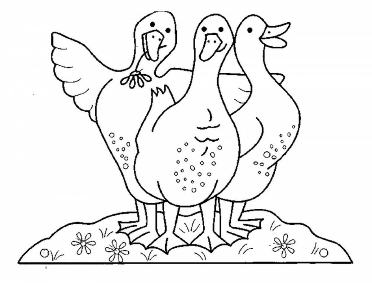 Coloring book dazzling goose for kids