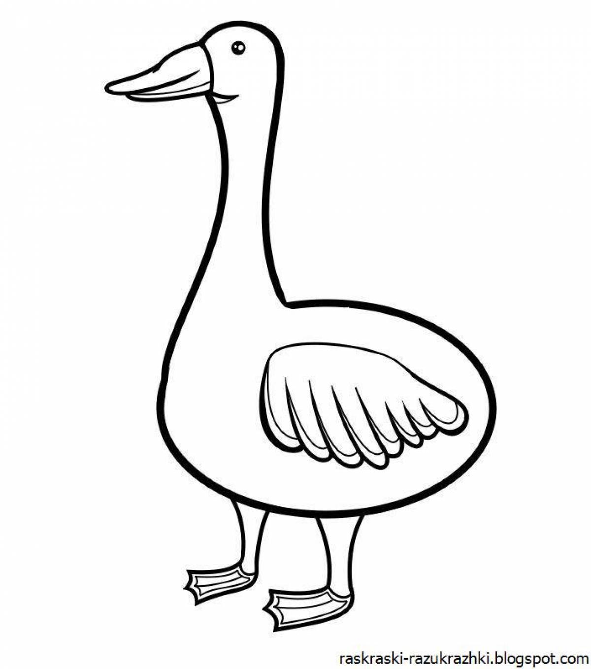 Coloring cute goose for kids