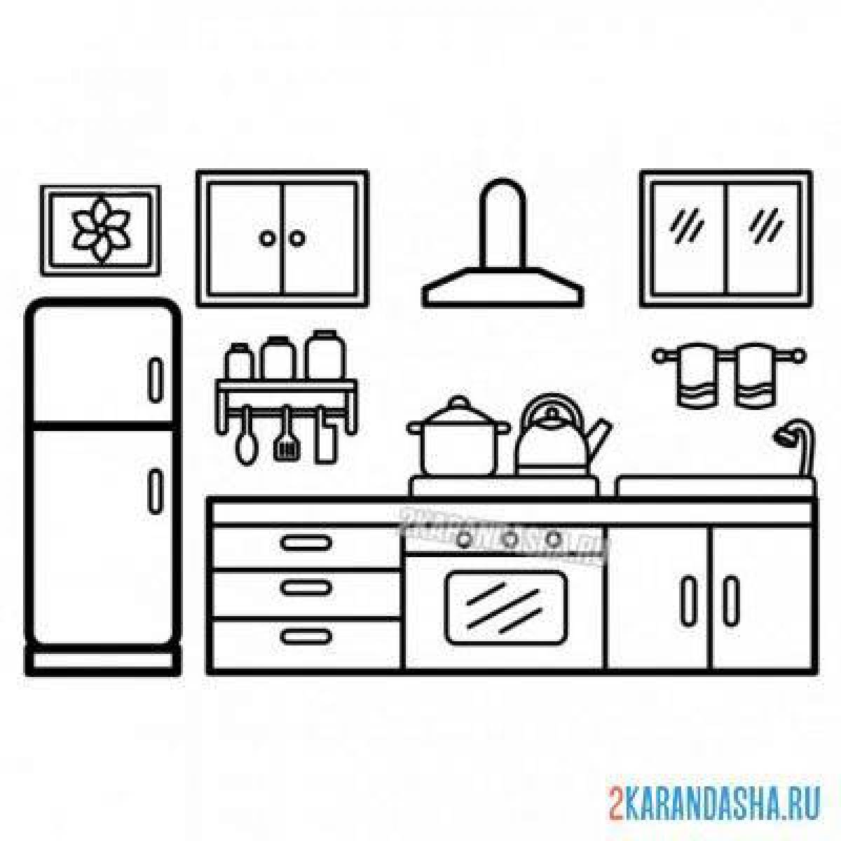 Игривая страница раскраски toka boca kitchen