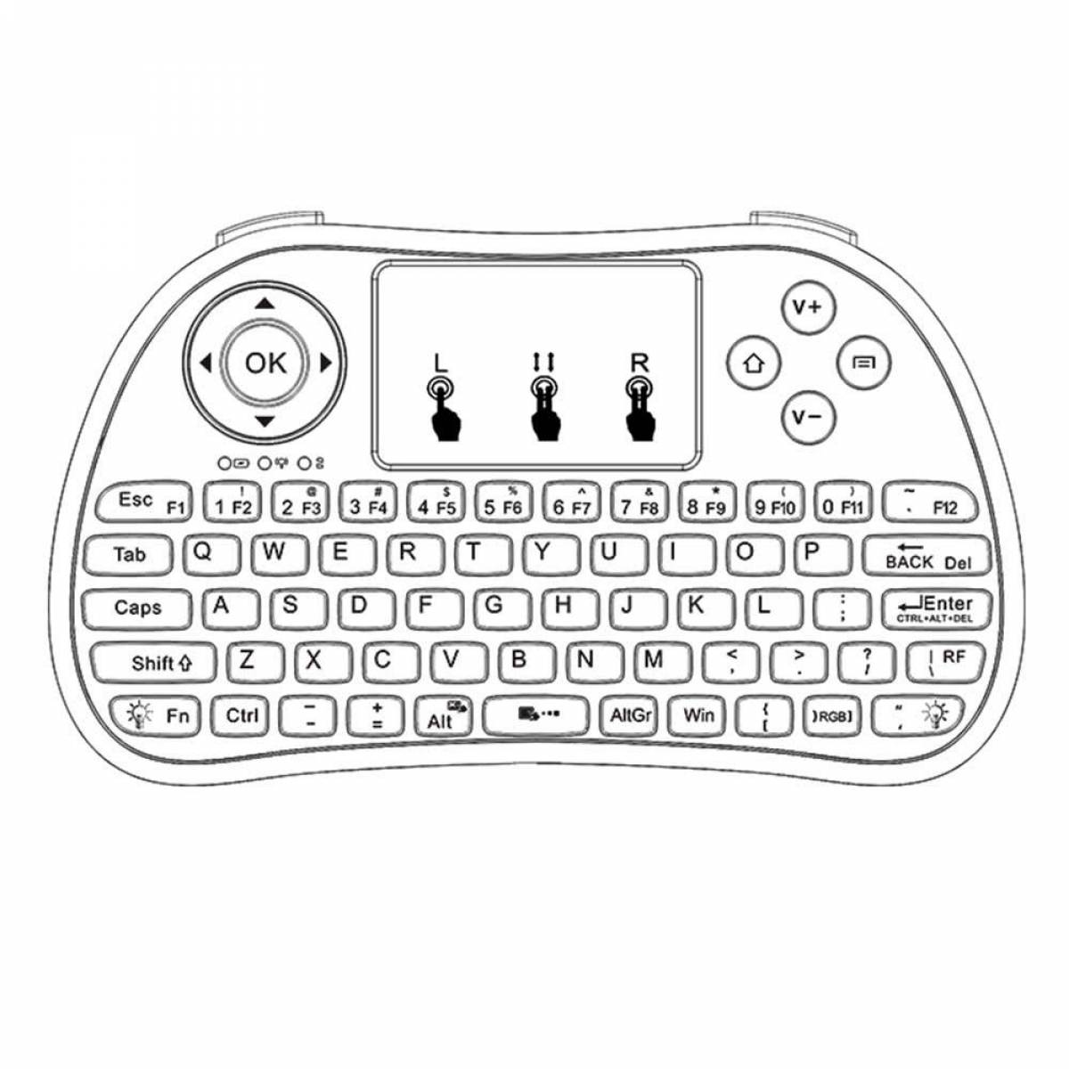 Colorful keyboard coloring page
