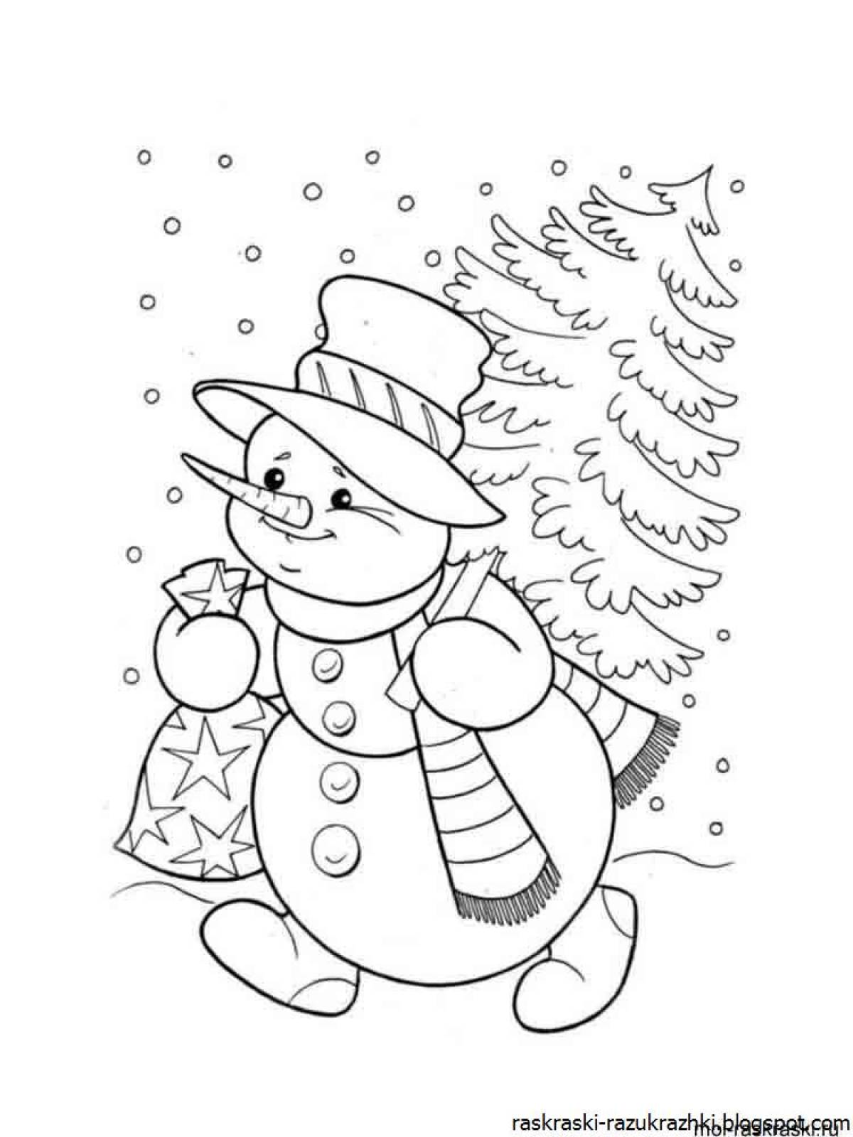 Radiant coloring page snowman picture