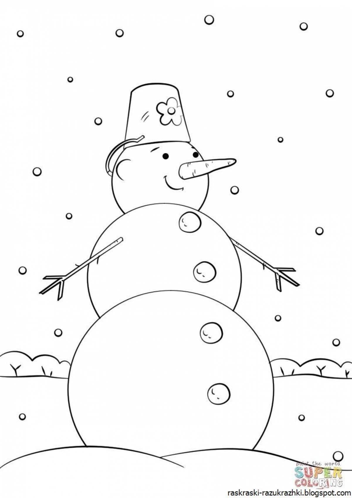 Сказочная раскраска снеговик