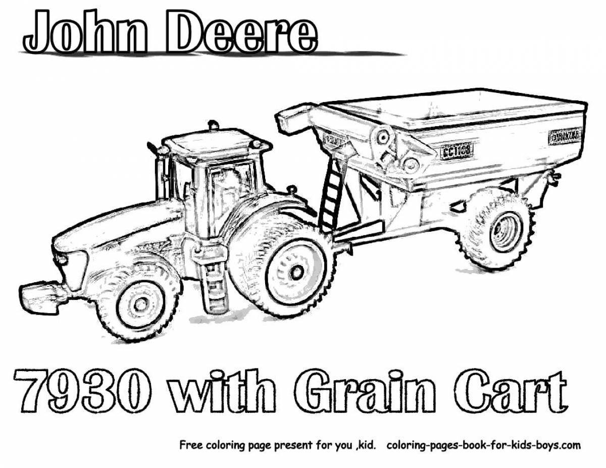 Трактор с прицепом раскраска John Deere