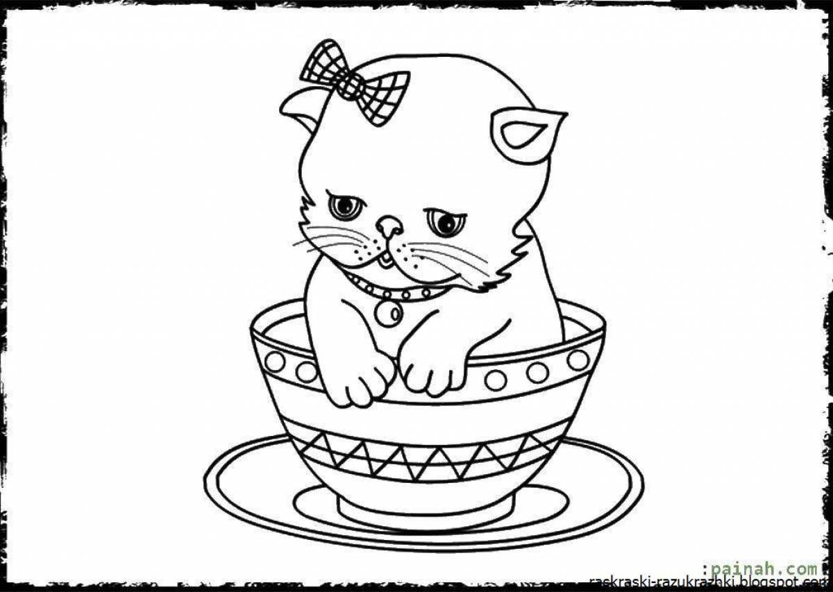 Рисунок для раскраски для девочек котята