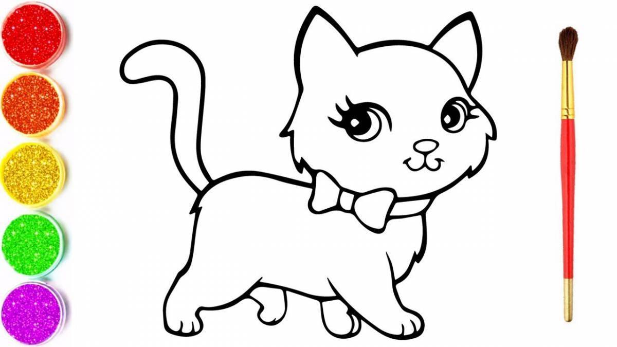 Как нарисовать котенка который ловит бабочку