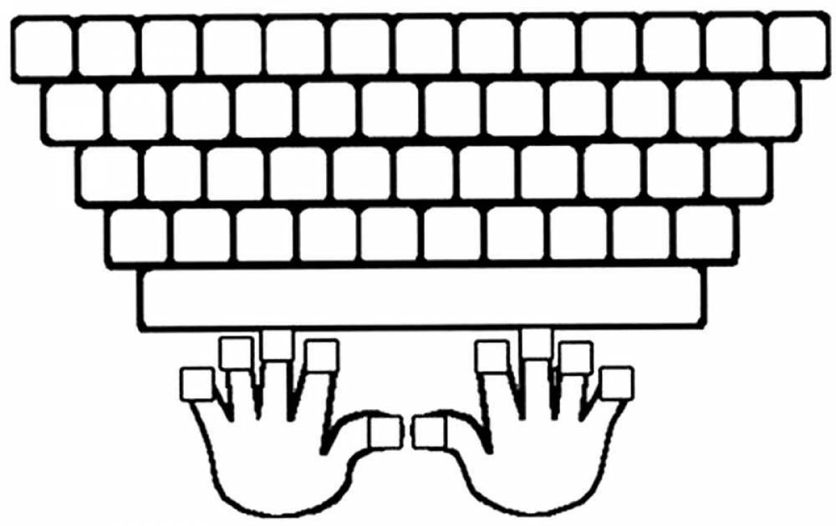 Задание клавиатура. Клавиатура для раскрашивания. Зоны пальцев на клавиатуре. Клавиатура компьютера раскраска. Клавиатура компьютера шаблон.