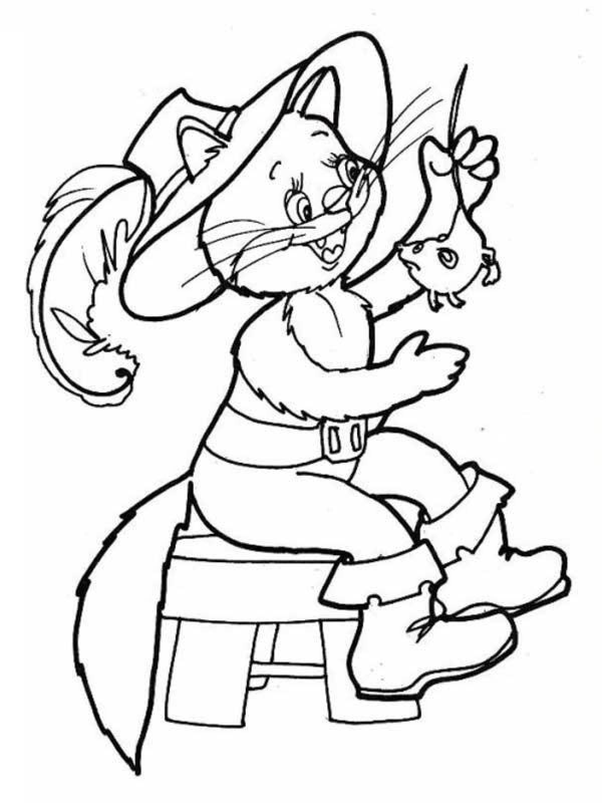 Рисунок кот в сапогах из сказки Шарля Перро