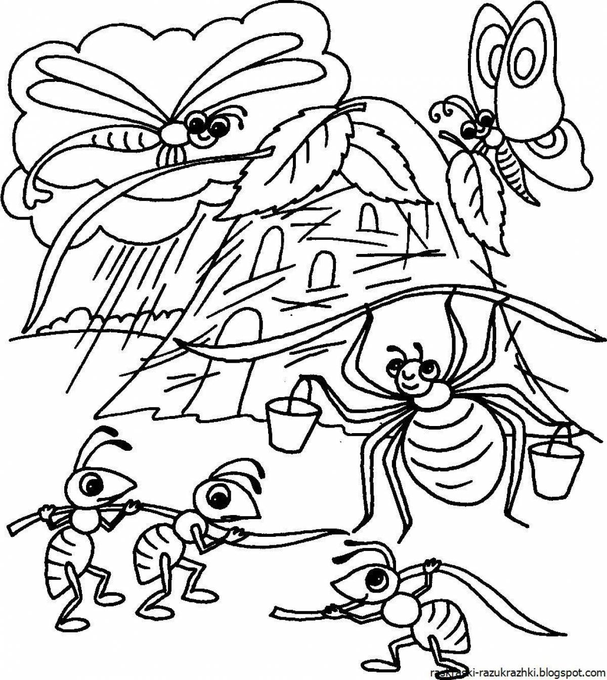 Раскраска насекомые для детей 7 лет. Муха Цокотуха паук раскраска. Стрекоза и муравей раскраска для детей. Насекомые. Раскраска. Насекомые раскраска для детей.