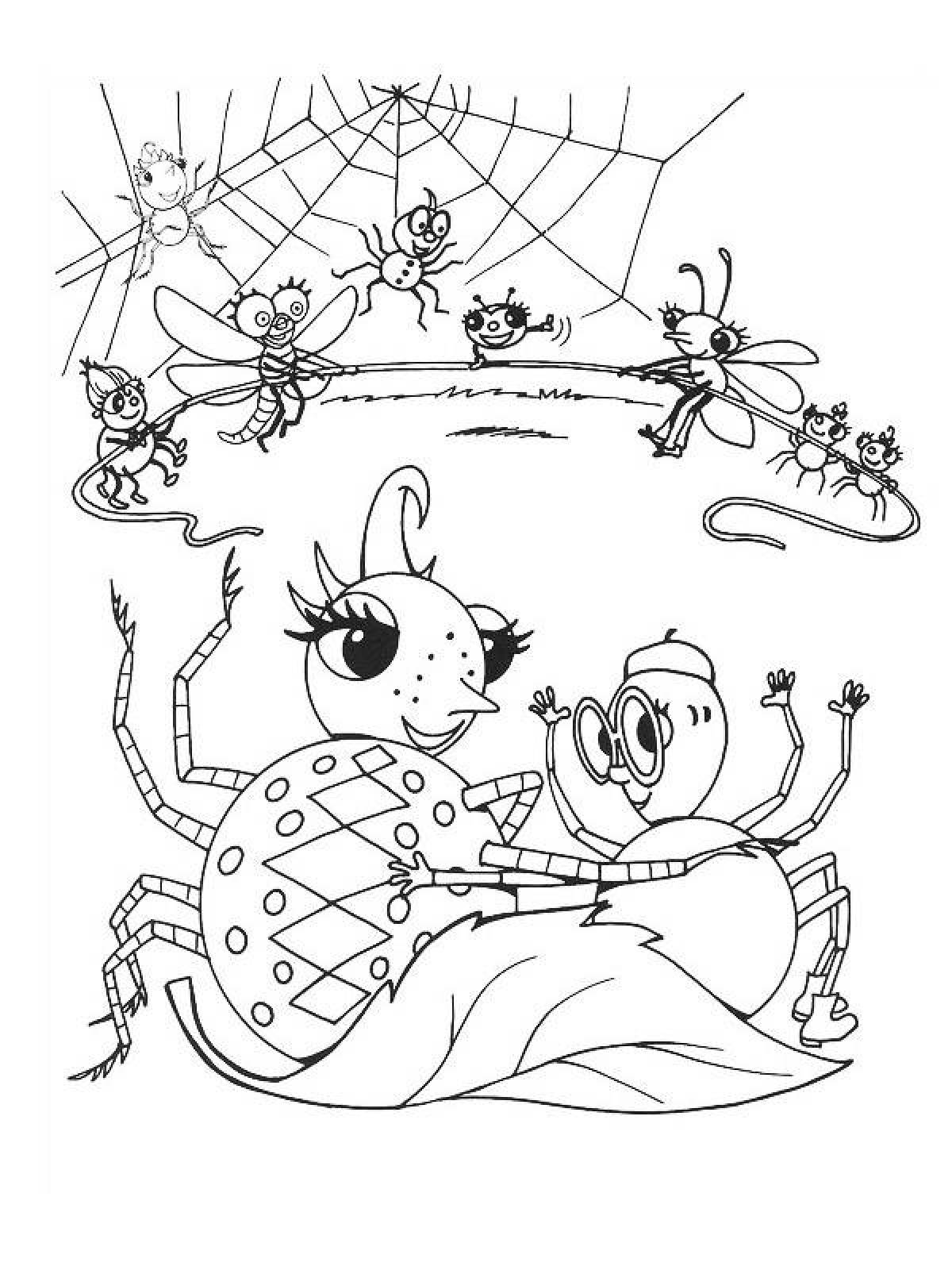 Рисунок раскраска муха цокотуха для детей
