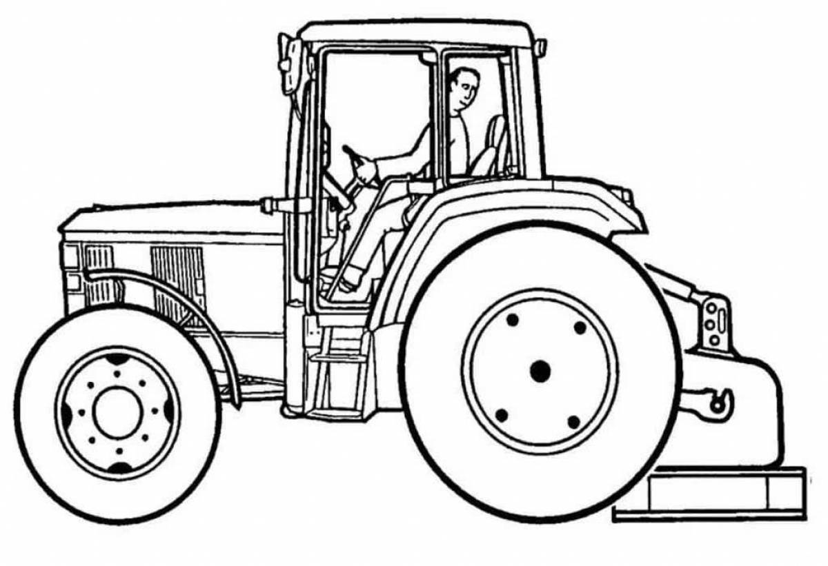Картинки раскраски трактора для детей черно белые распечатать